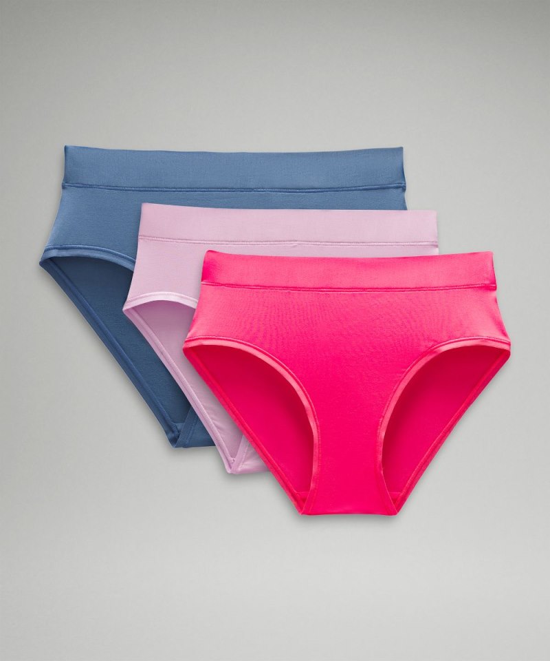 Lululemon UnderEase High-Rise Bikini Underwear *3 Pack Oasis Blue / Vitapink / Glaze Pink Online Outlet Sale