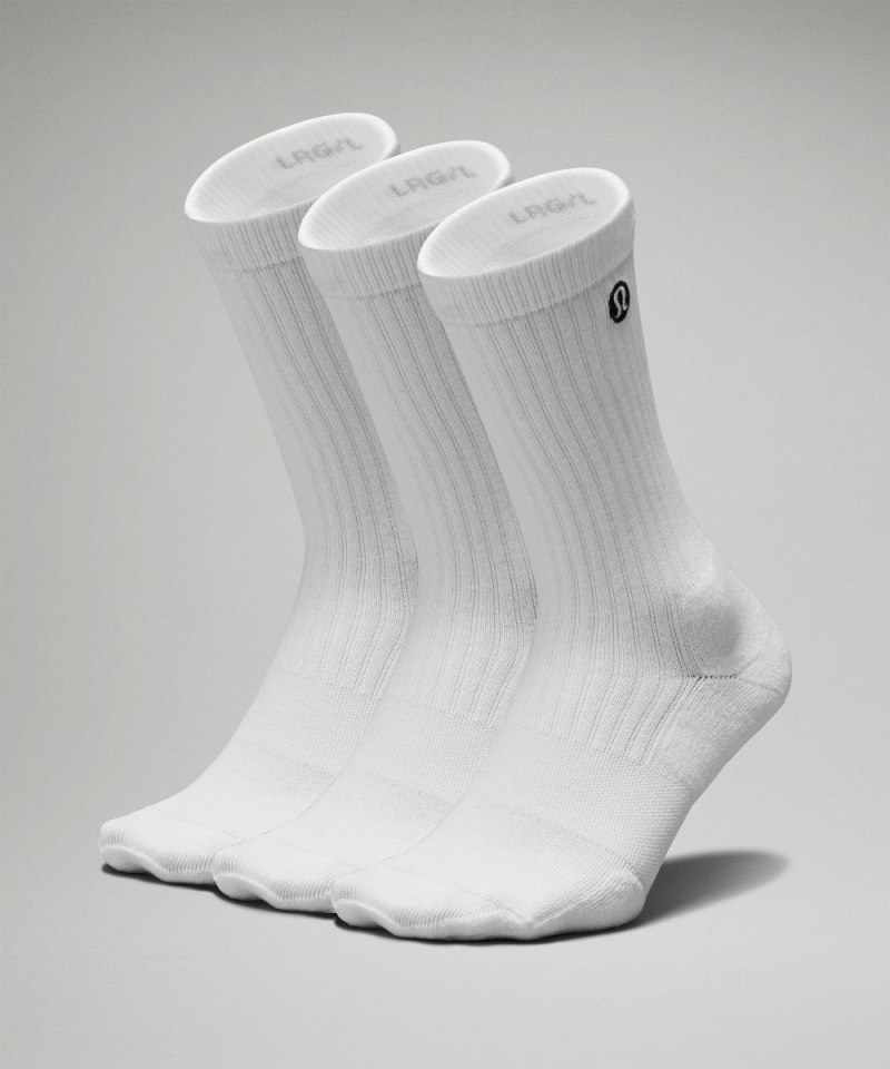 Lululemon Men's Daily Stride Ribbed Comfort Crew Socks *3 Pack White Online Outlet Sale