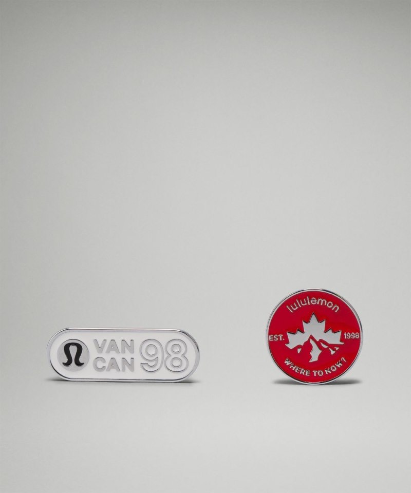 Lululemon Collectible Pins *2 Pack White / Lulu Red Online Outlet Sale