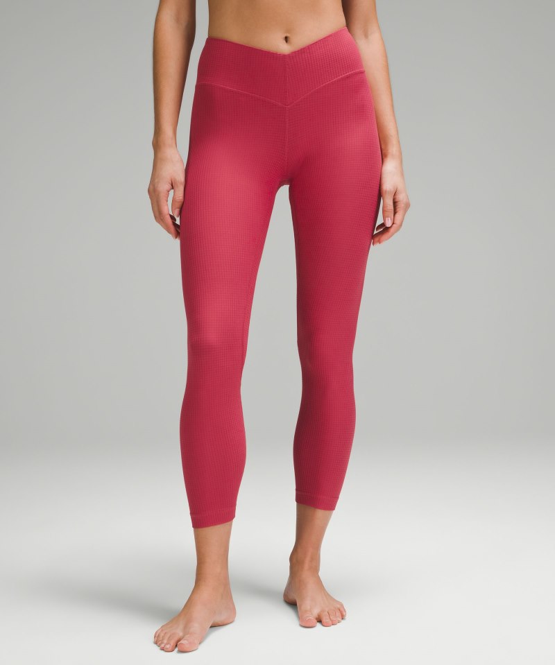 Lululemon V-Waist Yoga Tight 25" *Grid Texture Vintage Rose Online Outlet Sale