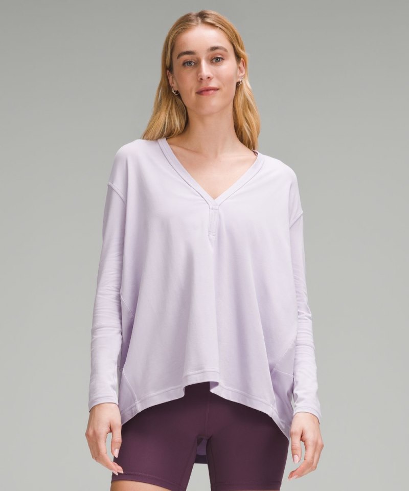 Lululemon Back In Action V-Neck Long-Sleeve Shirt Lilac Ether Online Outlet Sale