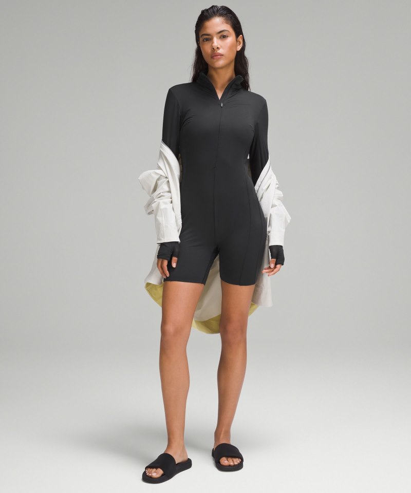 Lululemon Tight-Fit Lined Long-Sleeve Onesie Black Online Outlet Sale