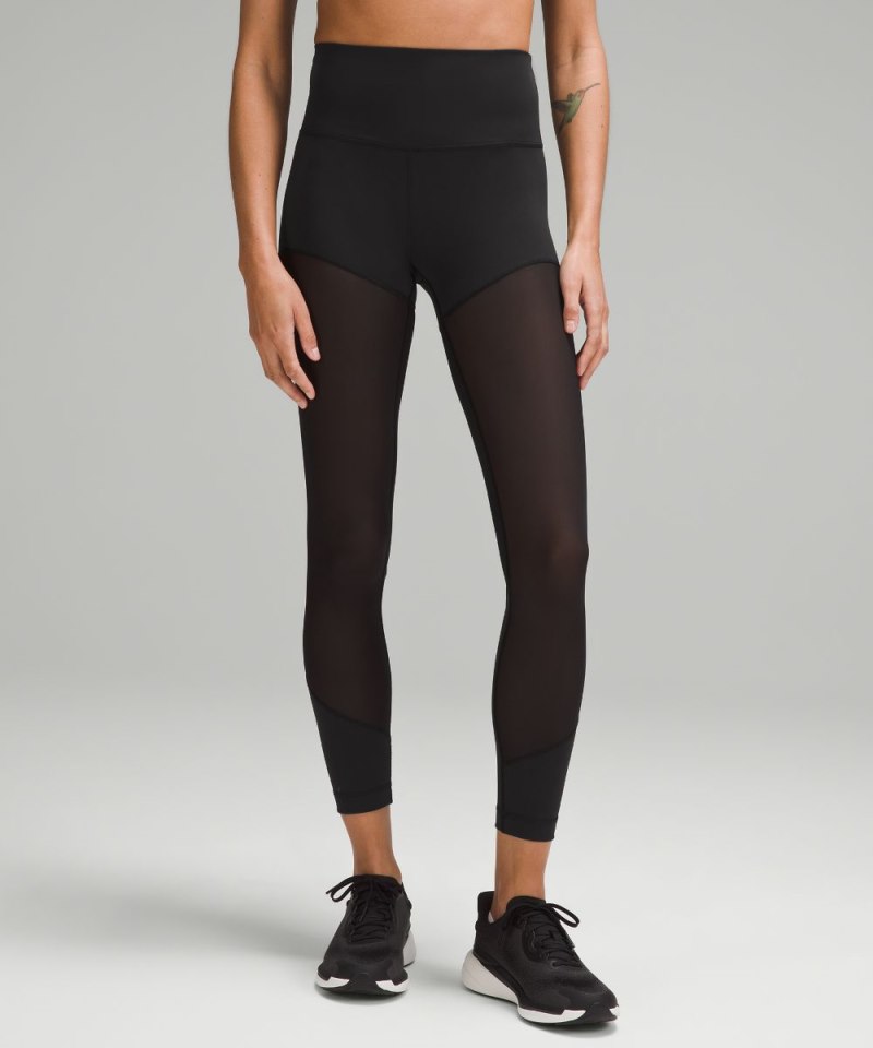 Lululemon Wunder Train Mesh High-Rise Tight 25" Black Online Outlet Sale