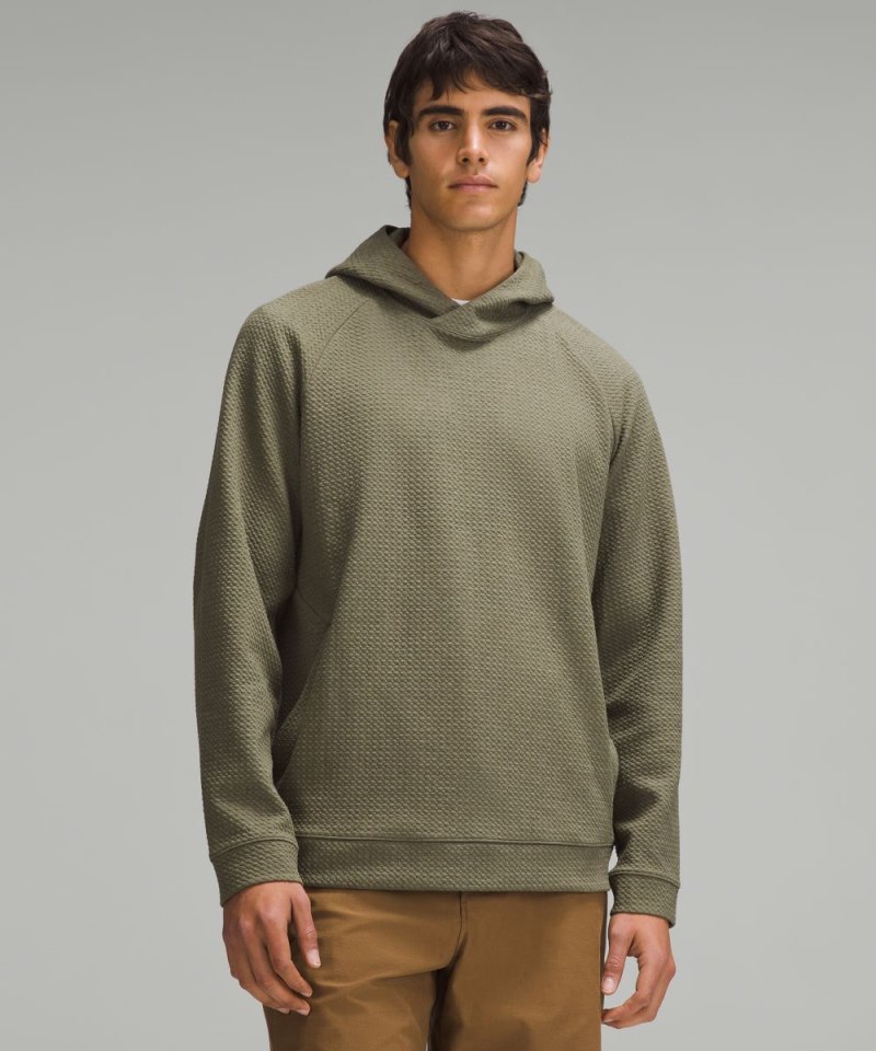 Lululemon Textured Double-Knit Cotton Hoodie Heathered Medium Olive / Black Online Outlet Sale