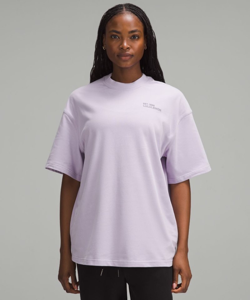 Lululemon Brushed Heavyweight Cotton Crewneck T-Shirt Lilac Ether Online Outlet Sale