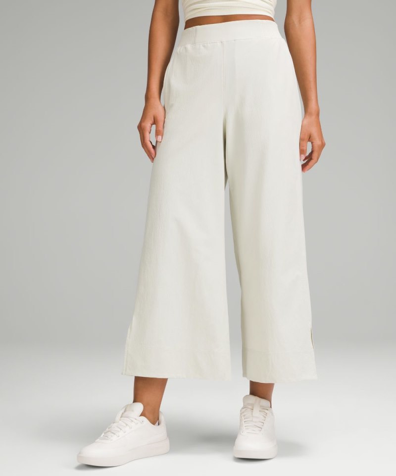 Lululemon Stretch Woven High-Rise Wide-Leg Cropped Pant Bone Online Outlet Sale