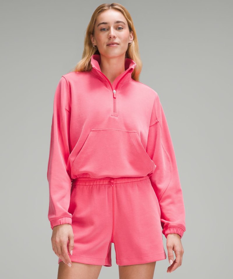 Lululemon Brushed Softstreme Half Zip Glaze Pink Online Outlet Sale