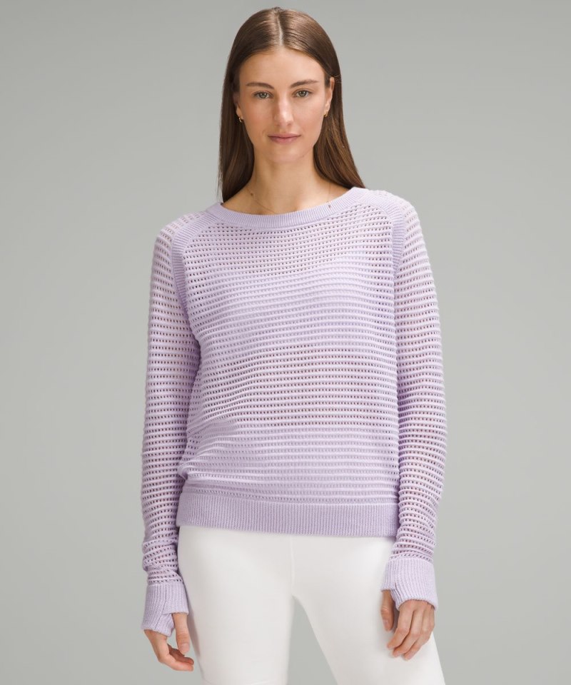 Lululemon Pointelle-Knit Cotton Sweater Lilac Ether Online Outlet Sale