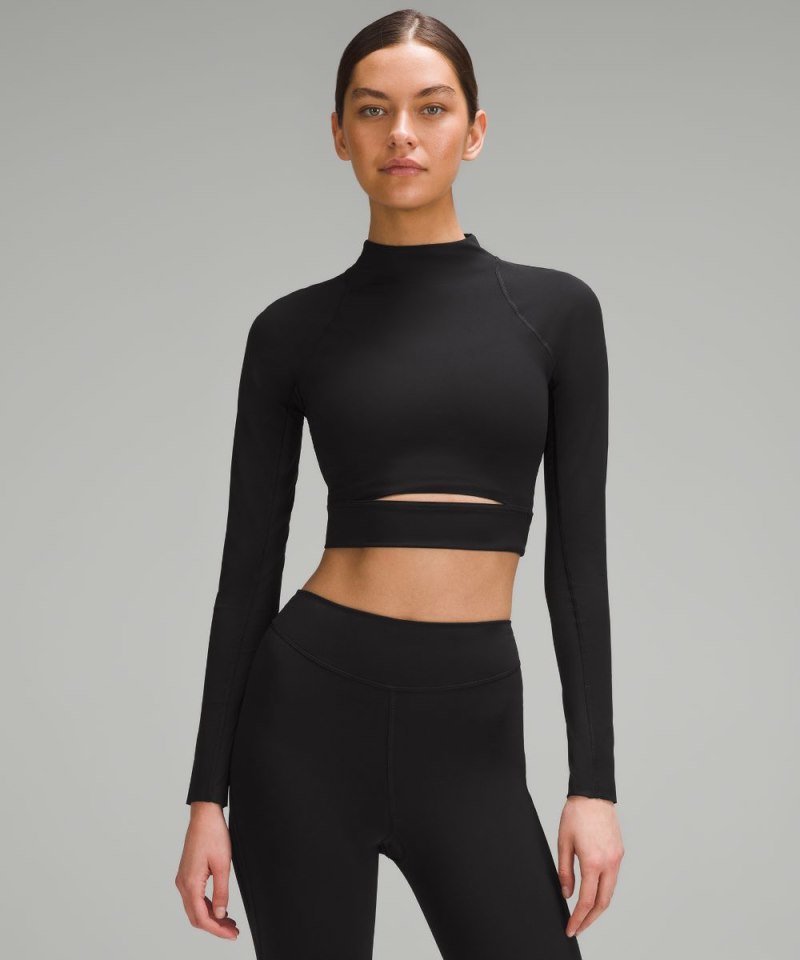 Lululemon Nulux High-Neck Cropped Track Long-Sleeve Shirt Black Online Outlet Sale