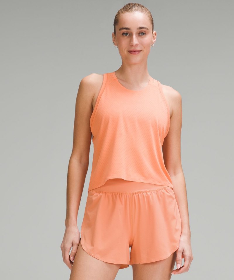 Lululemon Fast and Free Race Length Tank Top Coral Kiss Online Outlet Sale