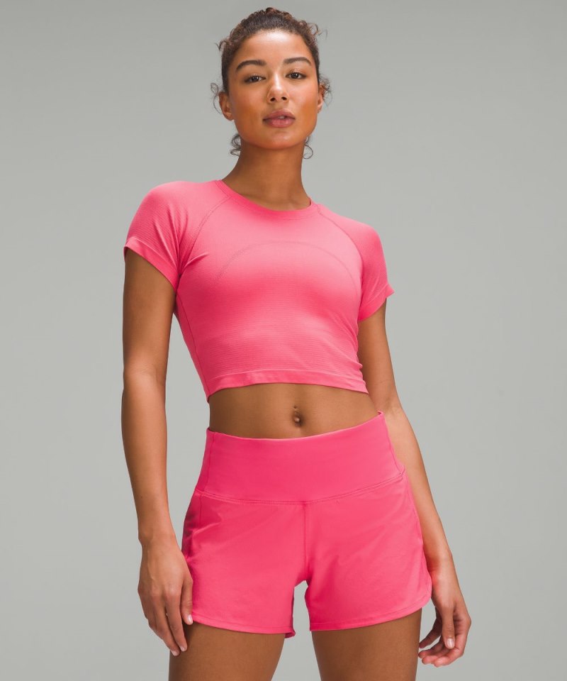 Lululemon Swiftly Tech Cropped Short-Sleeve Shirt 2.0 Glaze Pink / Glaze Pink Online Outlet Sale