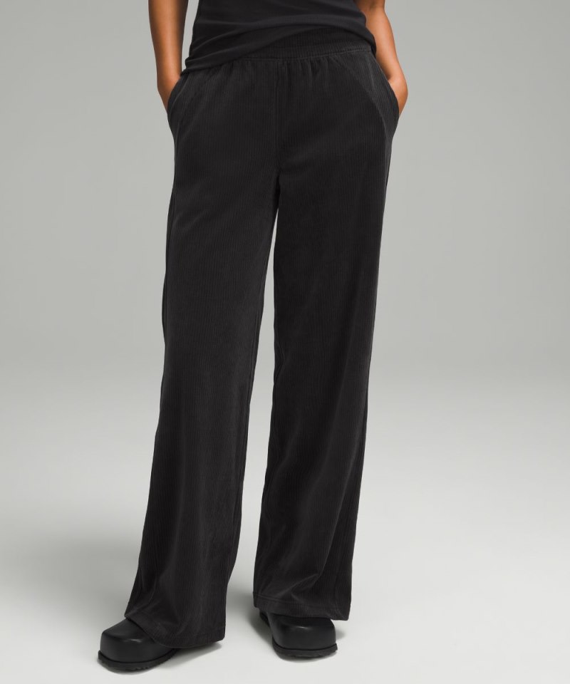 Lululemon Scuba Mid-Rise Wide-Leg Pant *Velvet Cord Black Online Outlet Sale