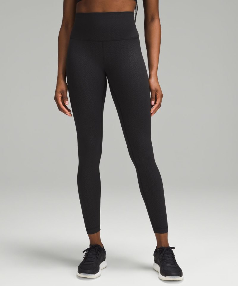 Lululemon Wunder Train High-Rise Tight 28" Distressed Twill Emboss Black Online Outlet Sale