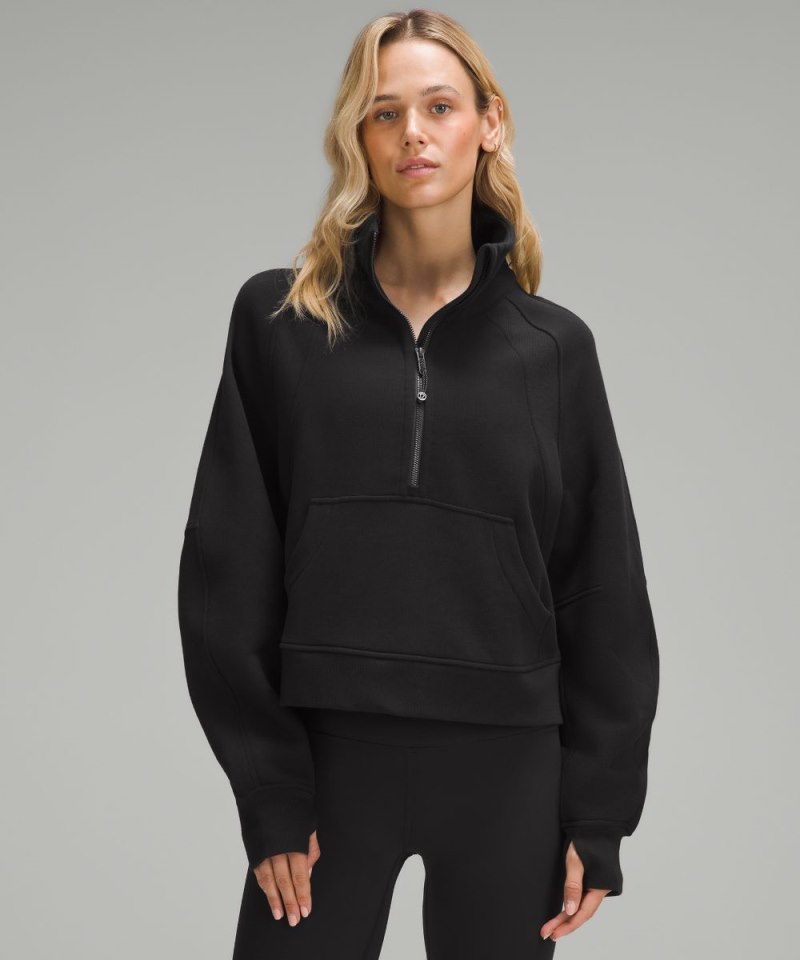 Lululemon Scuba Oversized Funnel-Neck Half Zip Black Online Outlet Sale