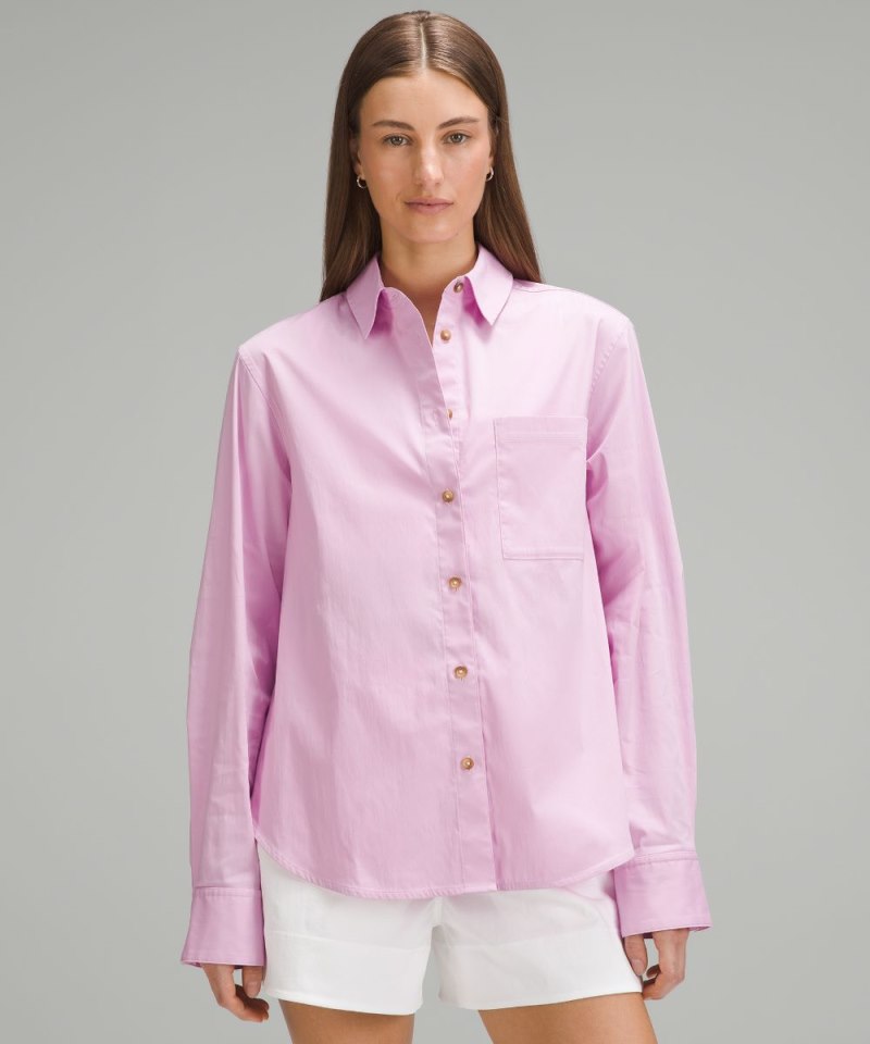 Lululemon Relaxed-Fit Cotton-Blend Poplin Button-Down Shirt Vitapink Online Outlet Sale