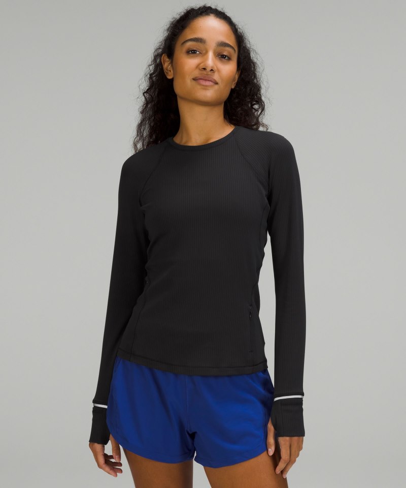 Lululemon It's Rulu Ribbed Long-Sleeve Shirt Black Online Outlet Sale