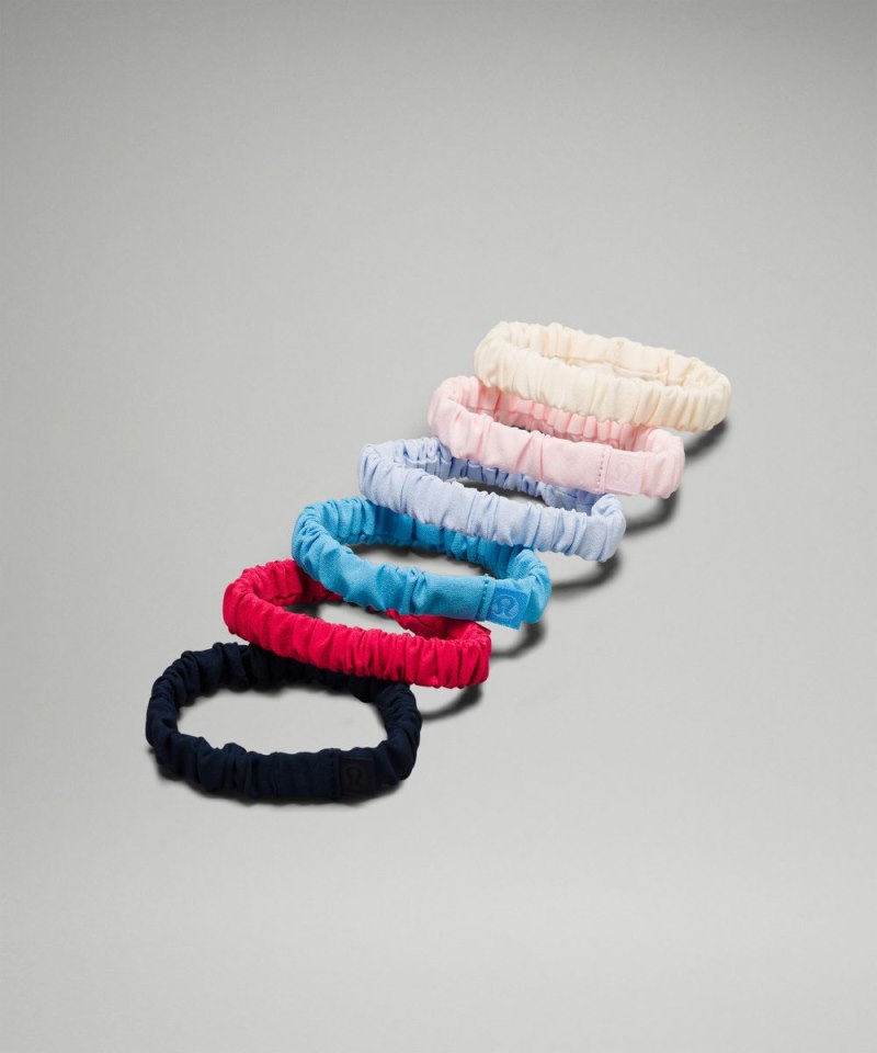 Lululemon Skinny Scrunchies *6 Pack True Navy / Cherry Mist / Kayak Blue Light / Windmill / Strawberry Milkshake / Wisp Yellow Online Outlet Sale