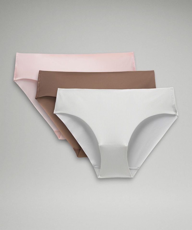 Lululemon InvisiWear Mid-Rise Bikini Underwear *3 Pack Strawberry Milkshake / Taupetastic / Jumie Stripe White Vapor Online Outlet Sale