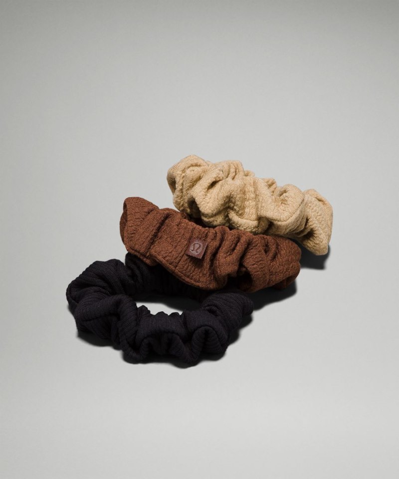 Lululemon Uplifting Scrunchies Textured *3 Pack Java / Gleam / Black Online Outlet Sale