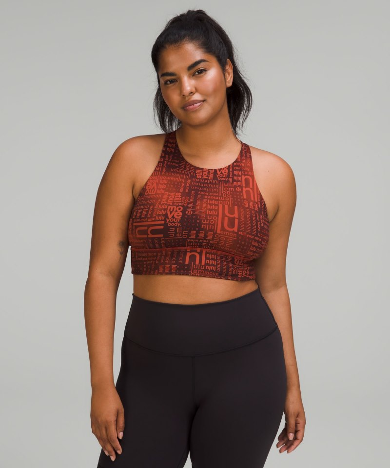 Lululemon lululemon Energy High-Neck Longline Bra *Medium Support, B–D Cups Lululemon Ombre Red Multi Online Outlet Sale